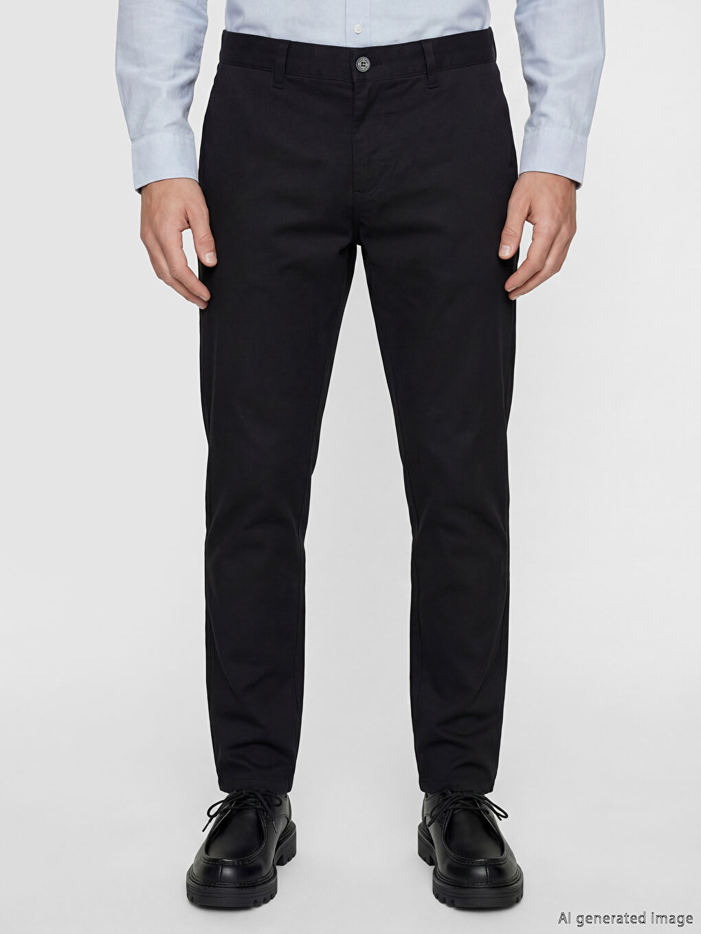 Siyah Dar Kalıp Erkek Chino Pantolon-1
