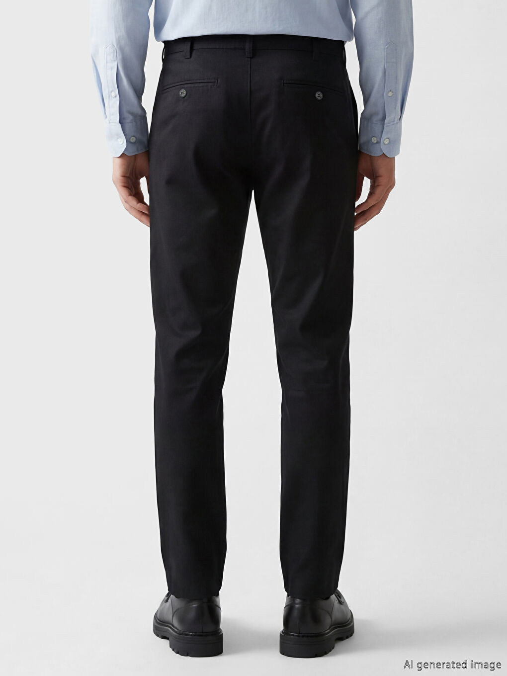 Siyah Dar Kalıp Erkek Chino Pantolon-3