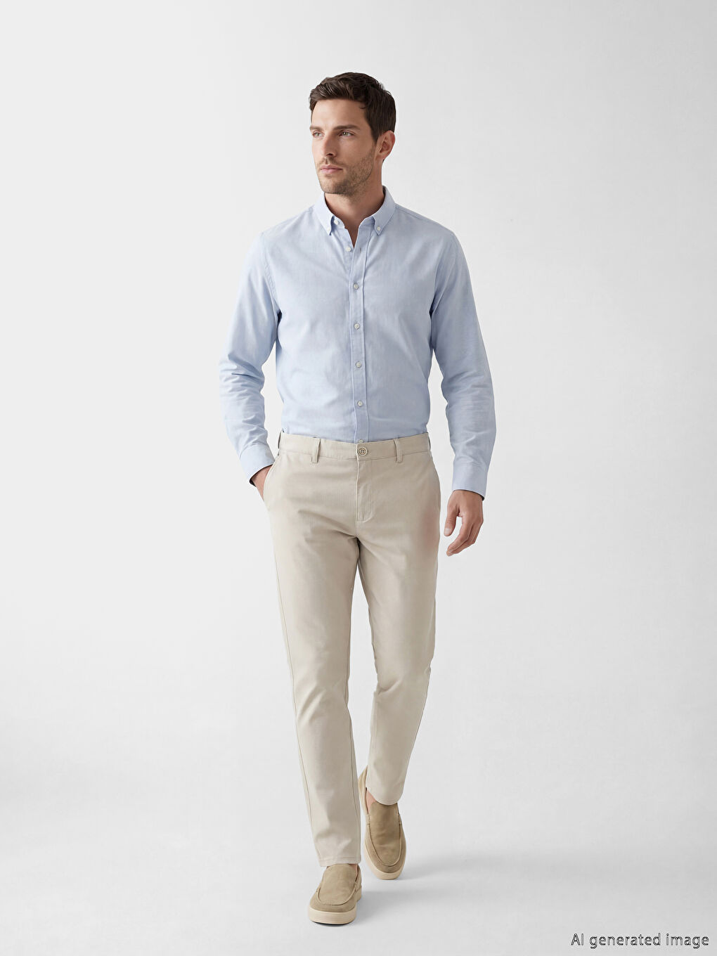 Bej Dar Kalıp Erkek Chino Pantolon