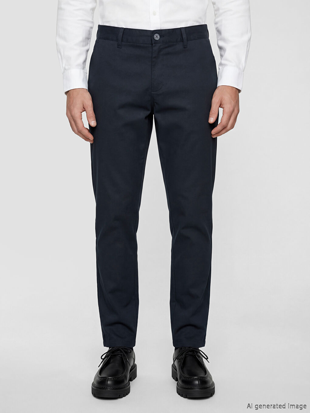 Lacivert Dar Kalıp Erkek Chino Pantolon-1