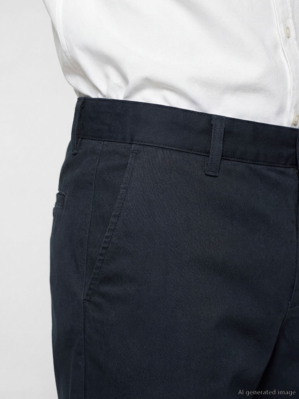 Lacivert Dar Kalıp Erkek Chino Pantolon-2