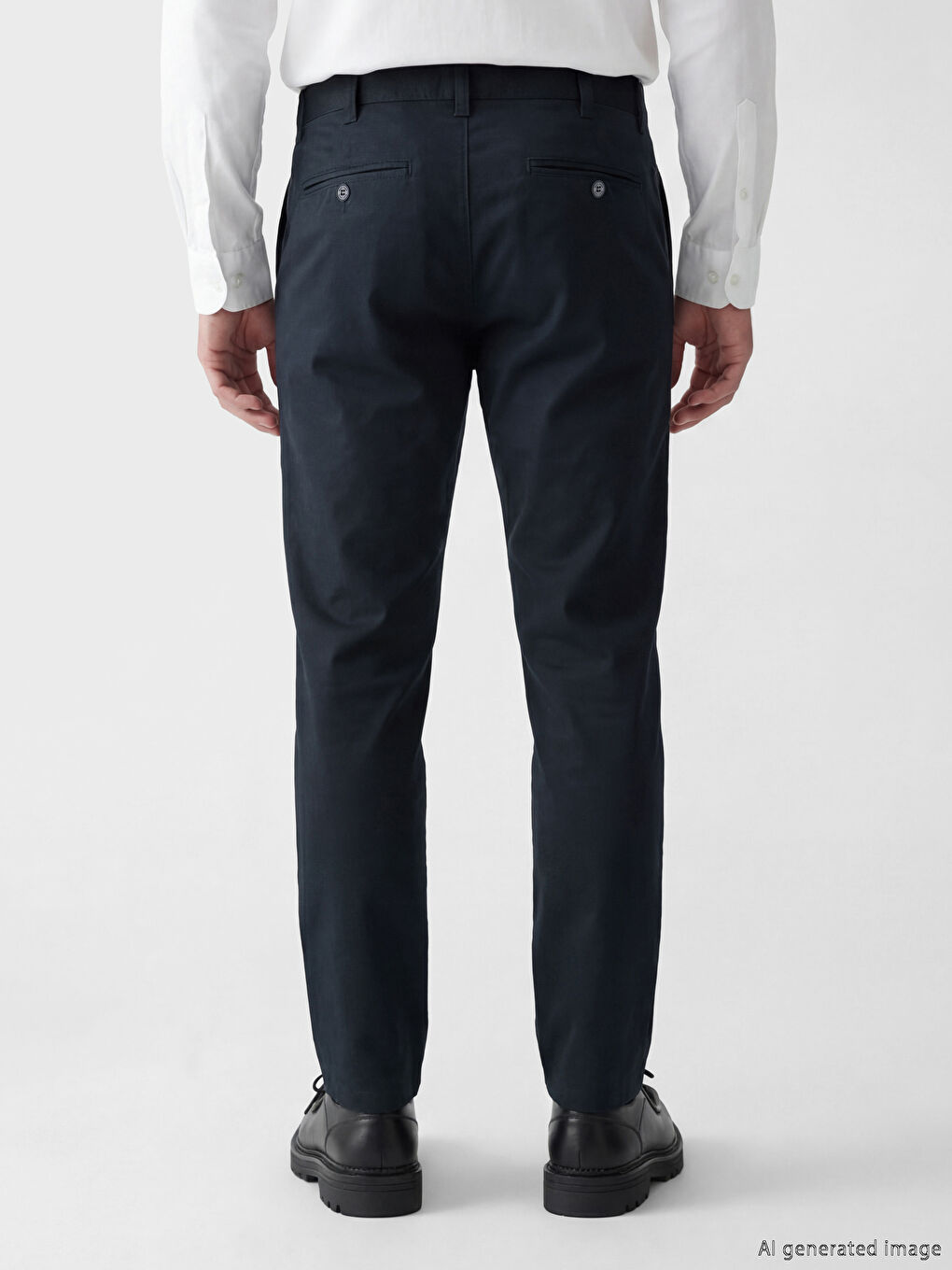 Lacivert Dar Kalıp Erkek Chino Pantolon-3