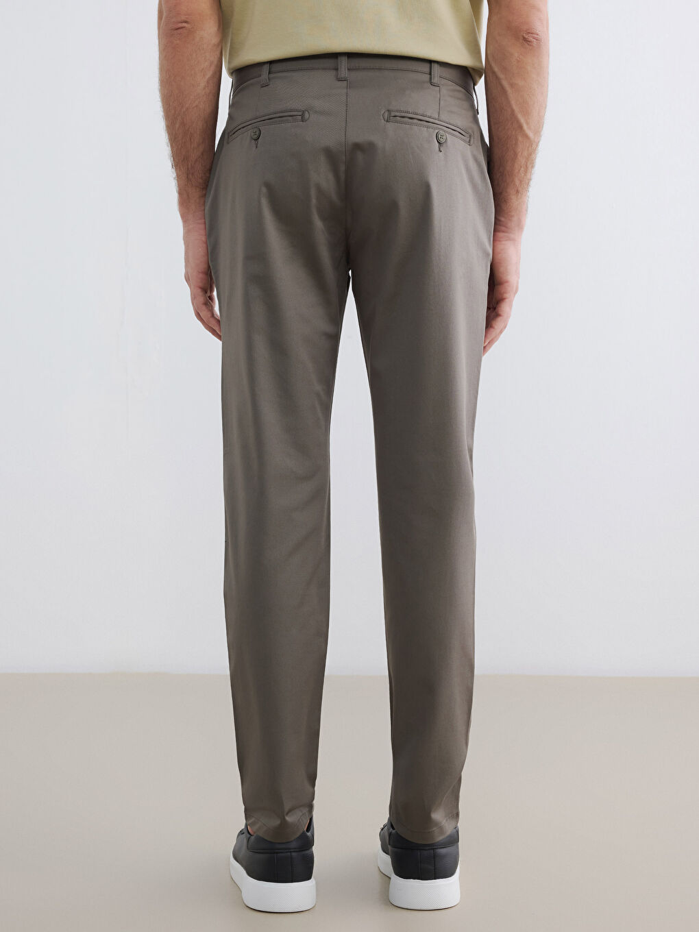 Haki Dar Kalıp Erkek Chino Pantolon-3