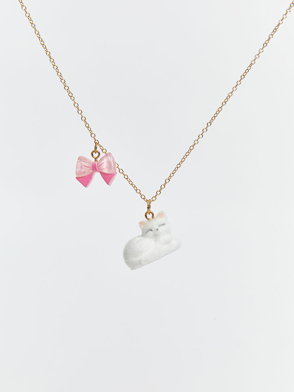 Karışık Fiyonk Detaylı Kız Çocuk Kolye-2