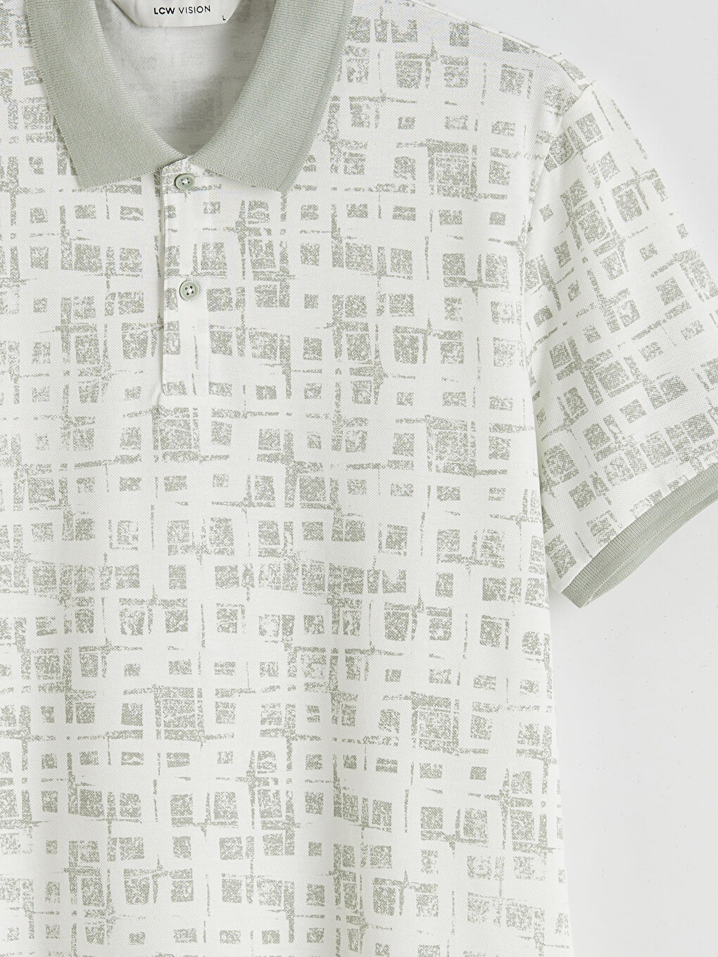 Polo Collar Patterned Piqué Men's T-Shirt-5