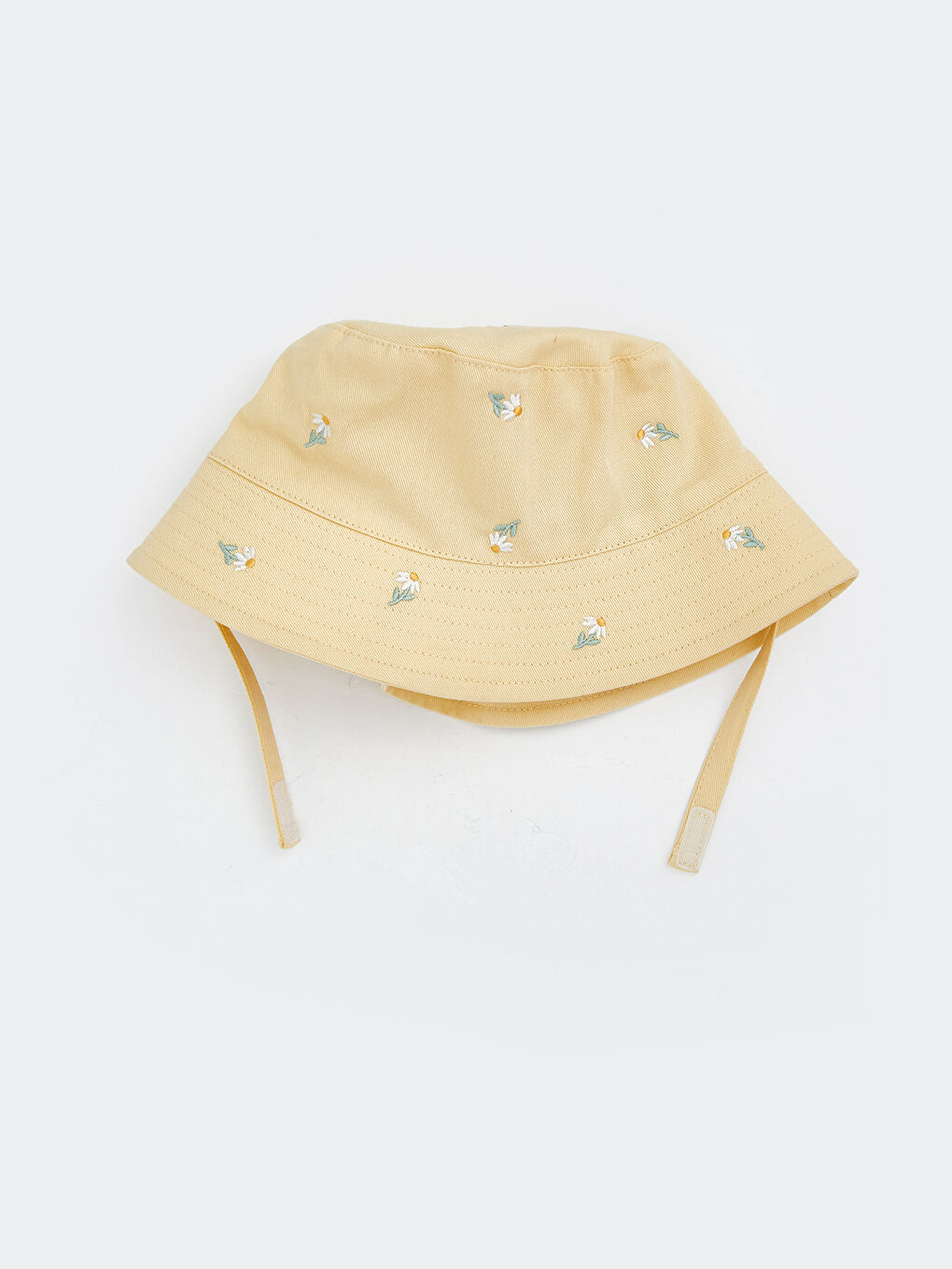 Çiçek Nakışlı Kız Bebek Bucket Şapka -1