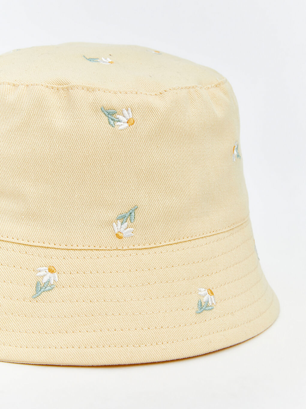 Çiçek Nakışlı Kız Bebek Bucket Şapka -2