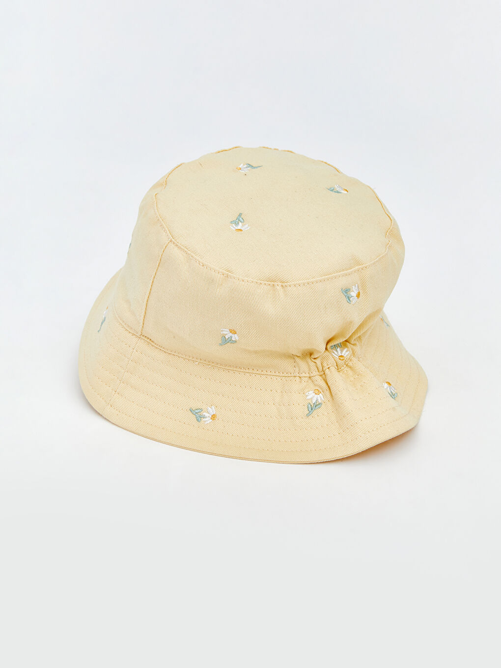 Çiçek Nakışlı Kız Bebek Bucket Şapka -3