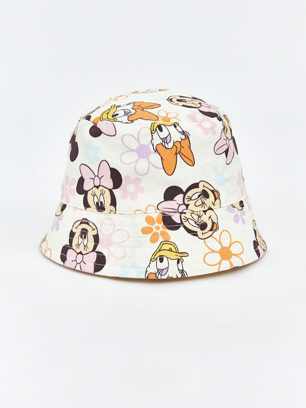 Ekru Minnie Mouse Baskılı Kız Bebek Bucket Şapka