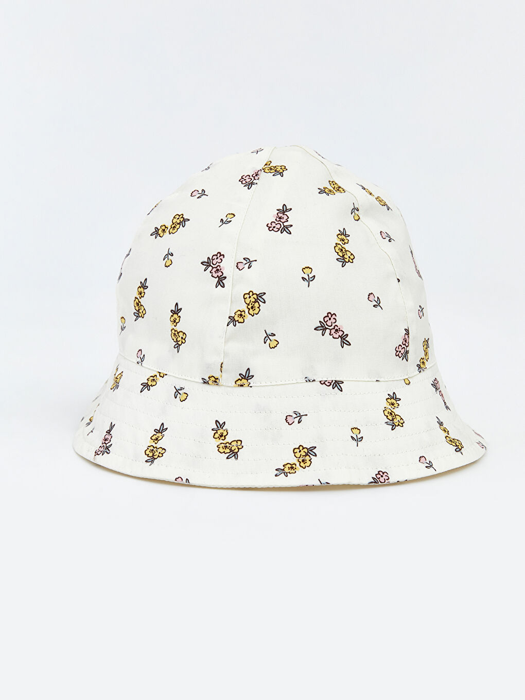Ekru Baskılı Kız Bebek Bucket Şapka