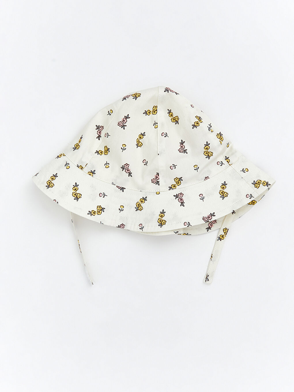 Ekru Baskılı Kız Bebek Bucket Şapka-1