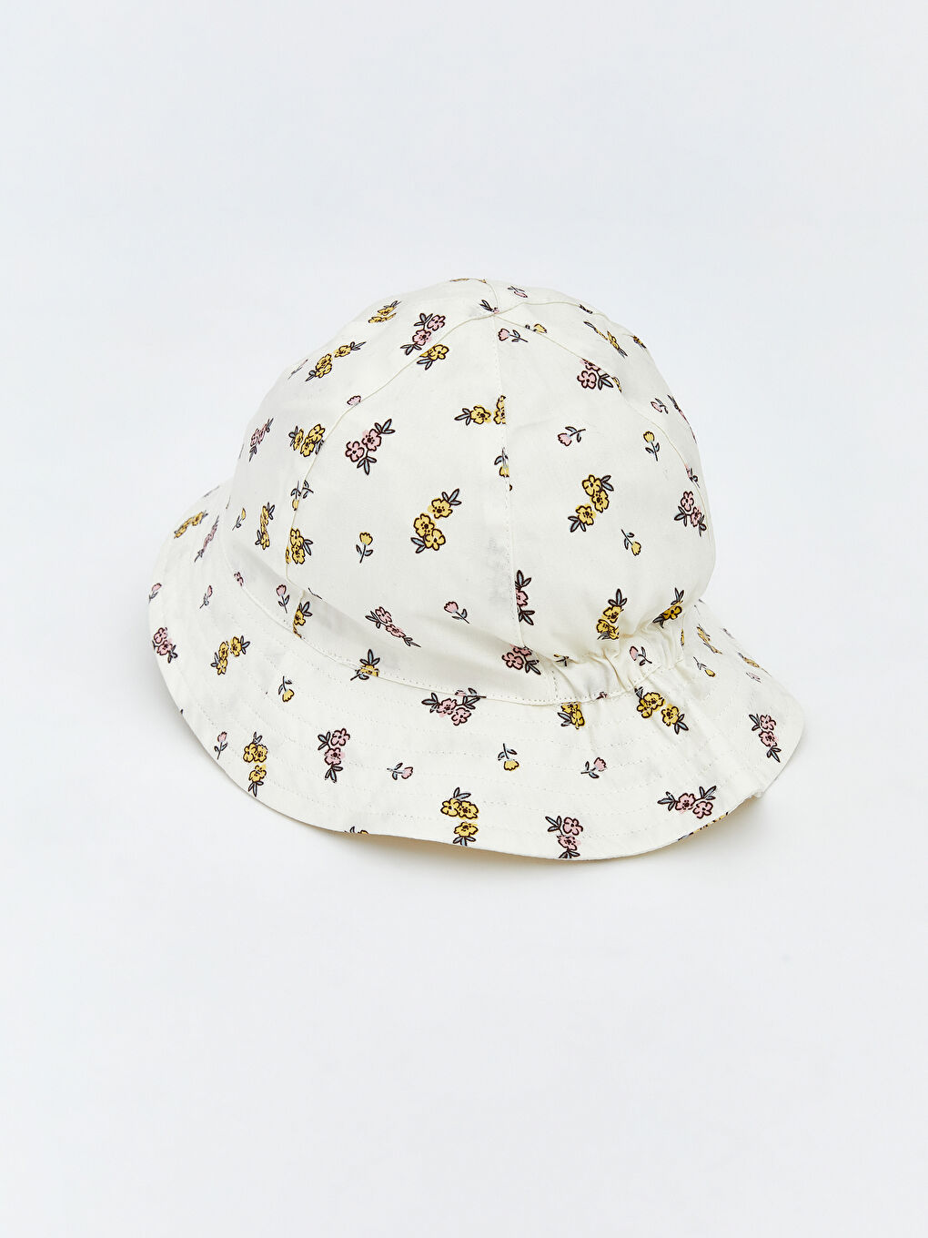Ekru Baskılı Kız Bebek Bucket Şapka-3