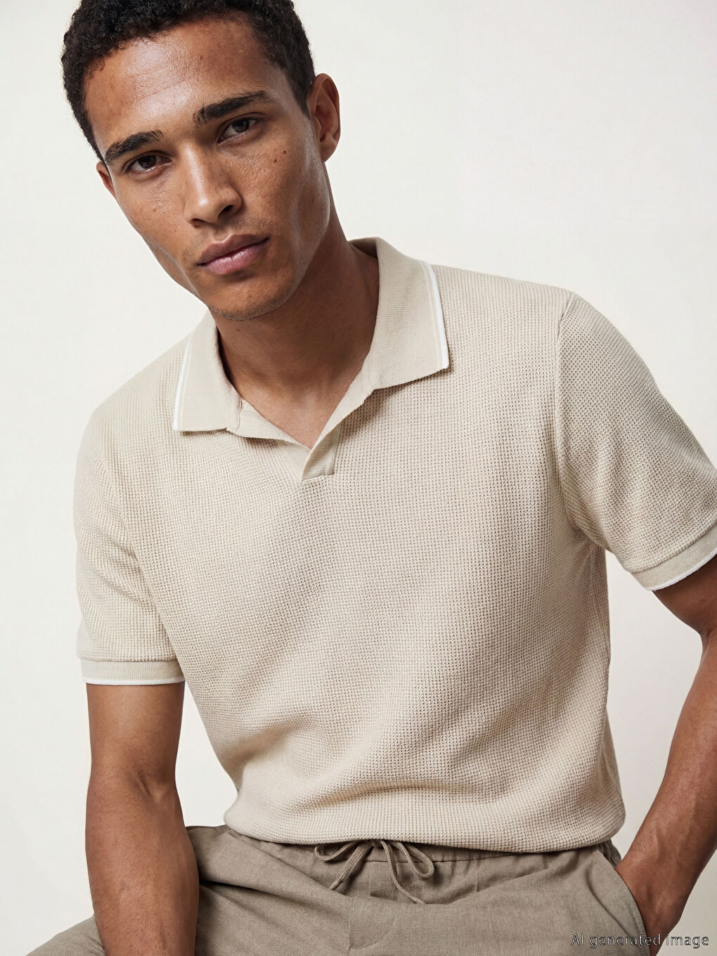 მამაკაცები ბეჟი მაისურები და ზედები