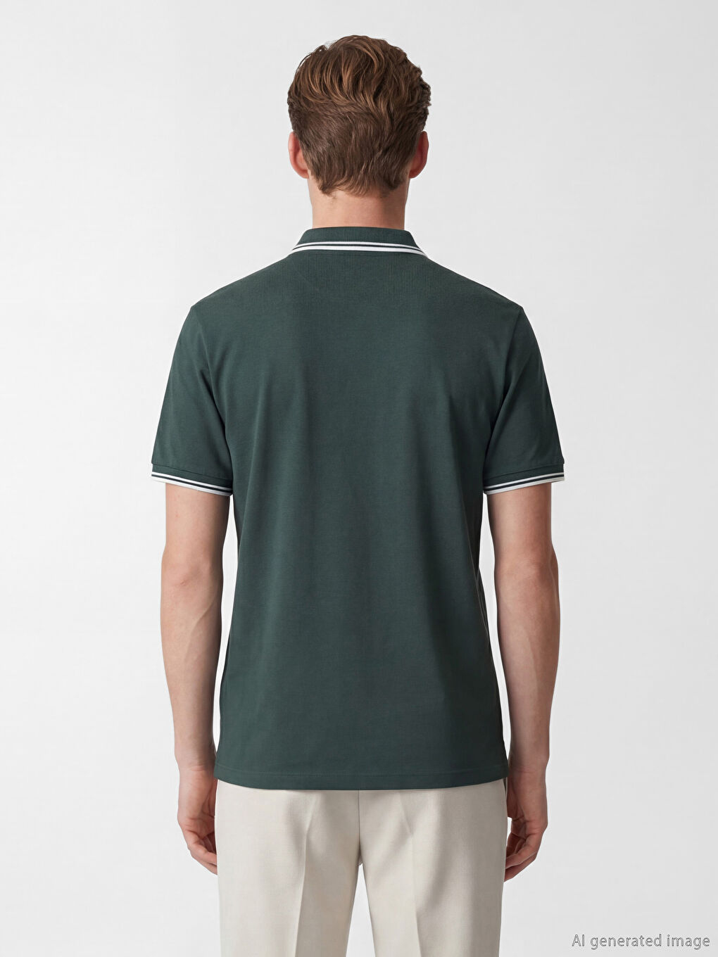 Yeşil Polo Yaka Erkek Pike Tişört-3