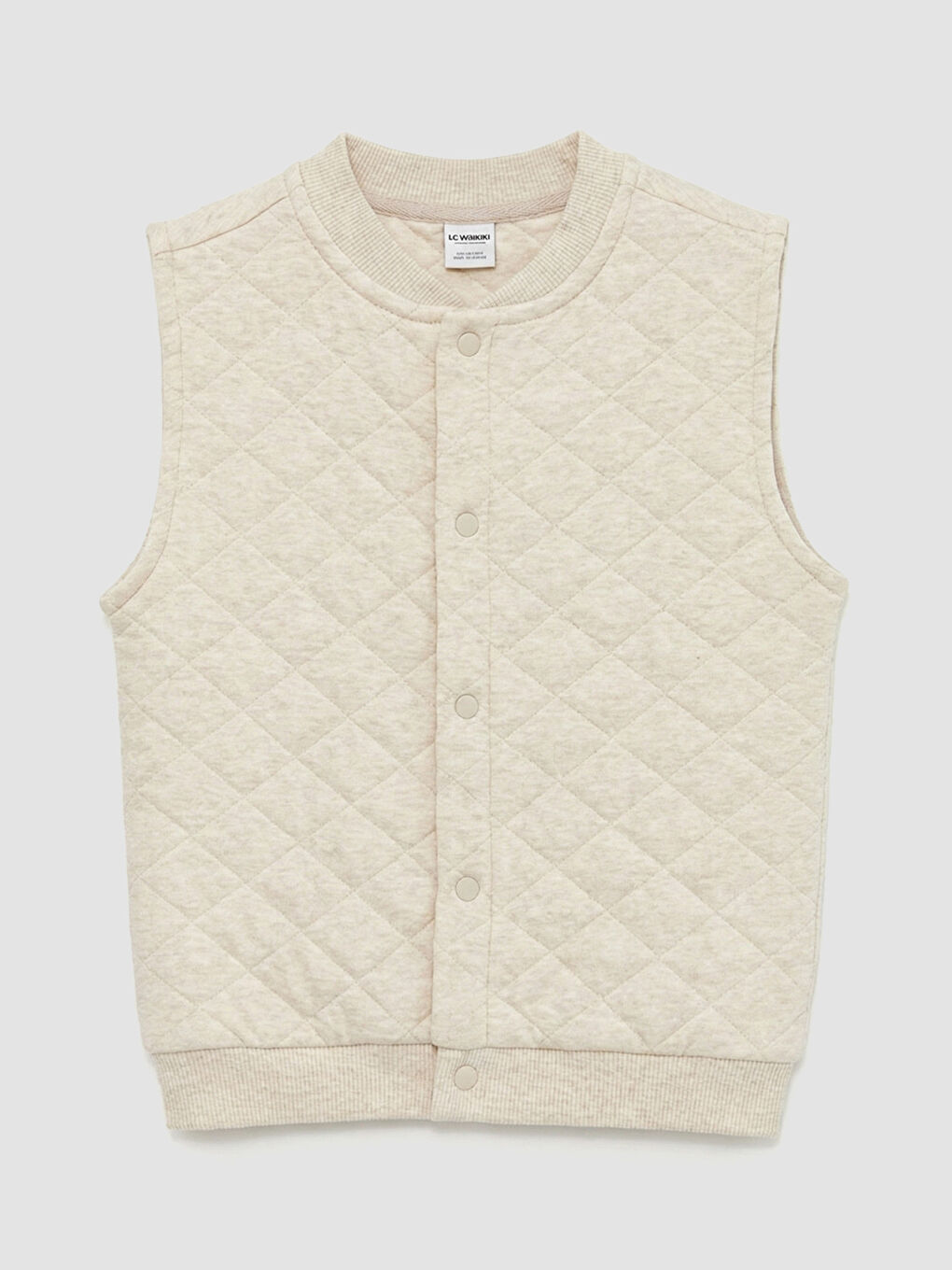 Ekru Kapitone Desenli Erkek Bebek Yelek