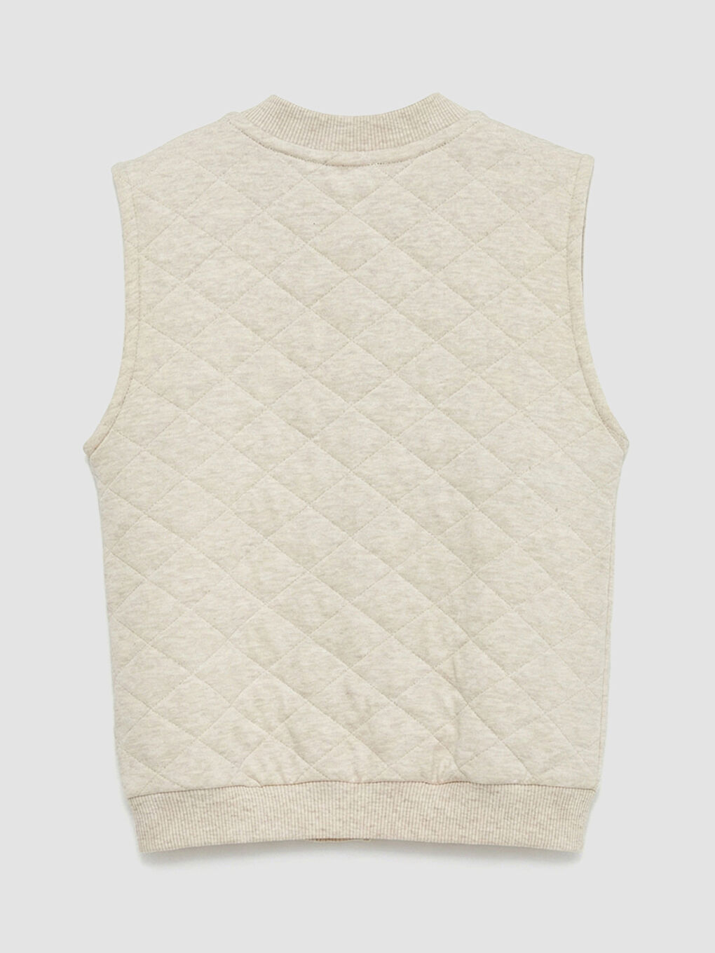 Ekru Kapitone Desenli Erkek Bebek Yelek-1