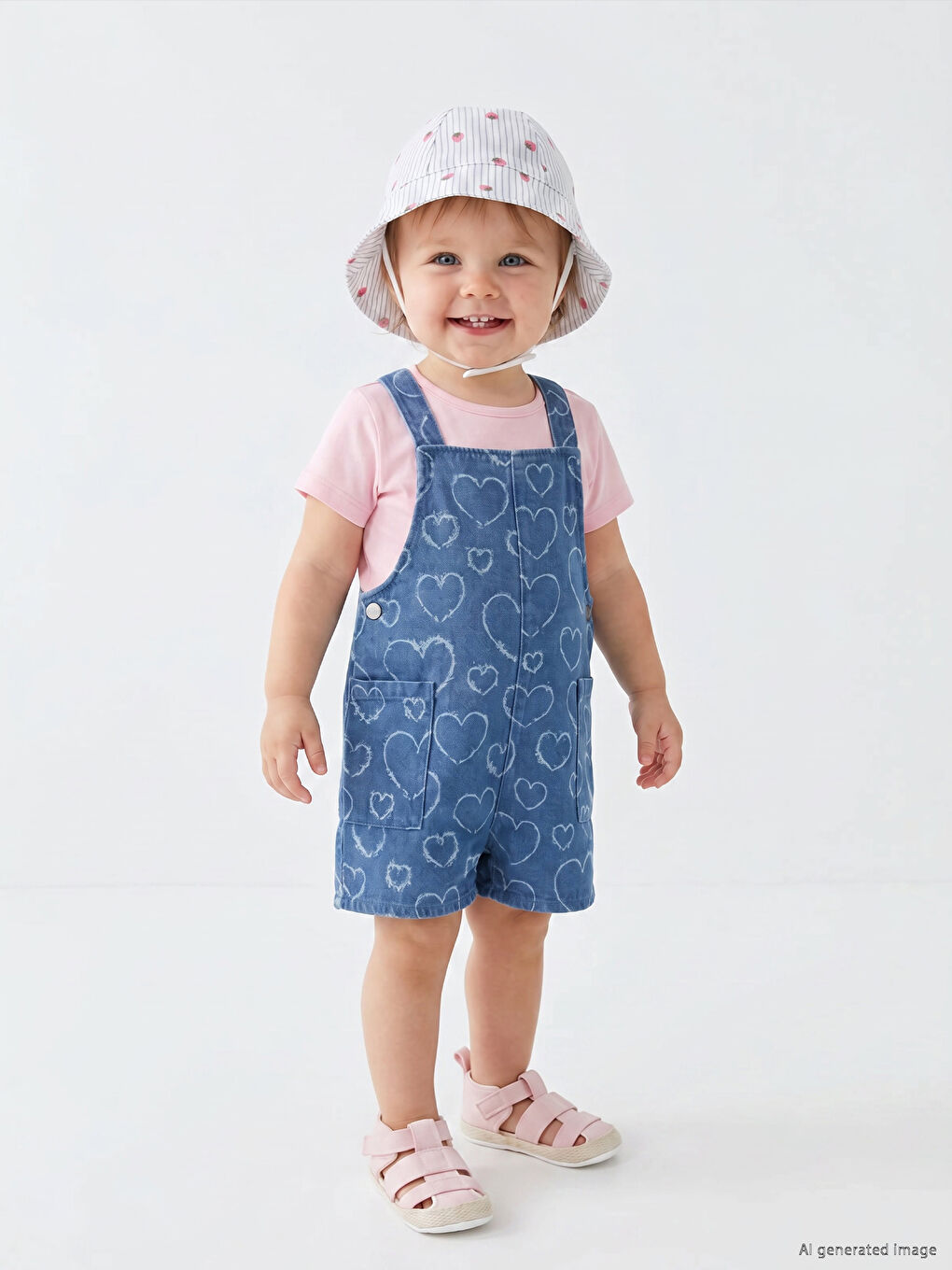 Strawberry Patterned Baby Girls' Bucket Hat