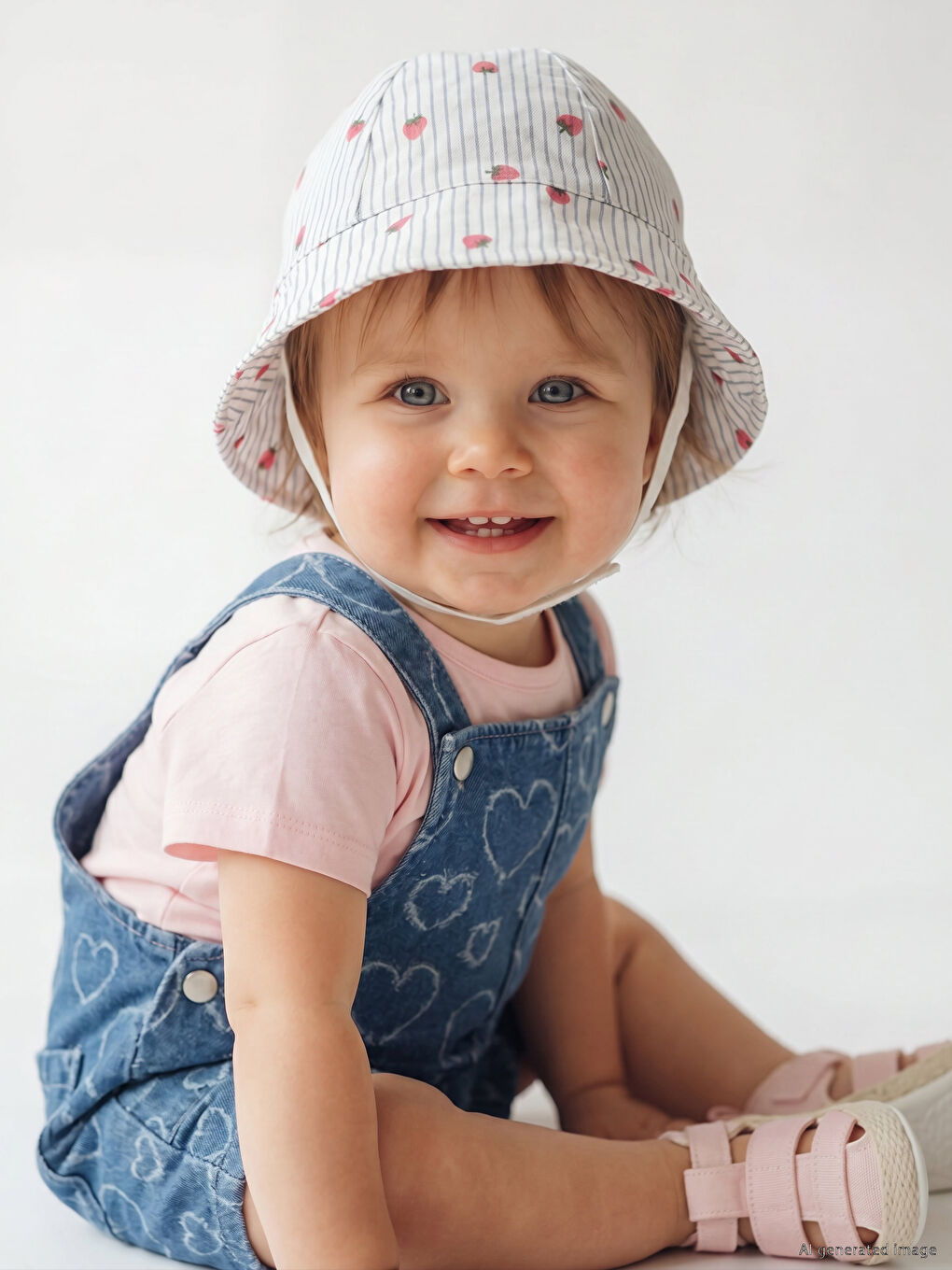 Strawberry Patterned Baby Girls' Bucket Hat-1