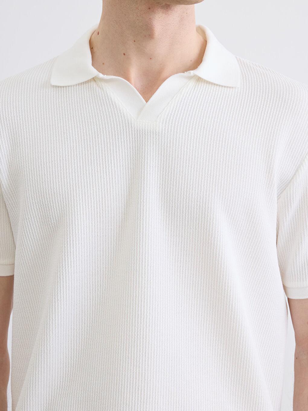 Ekru Polo Yaka Erkek Tişört-2