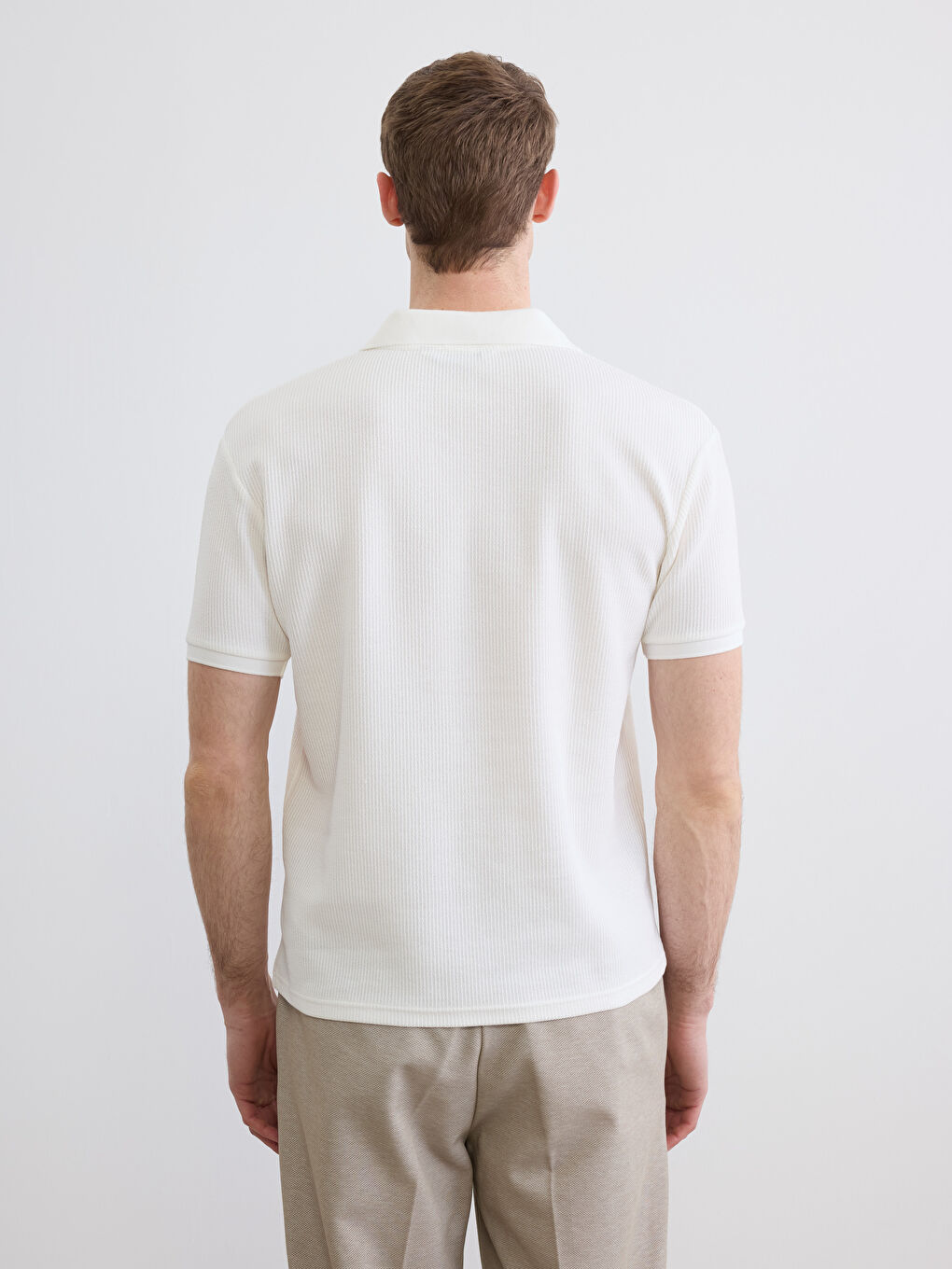 Ekru Polo Yaka Erkek Tişört-3