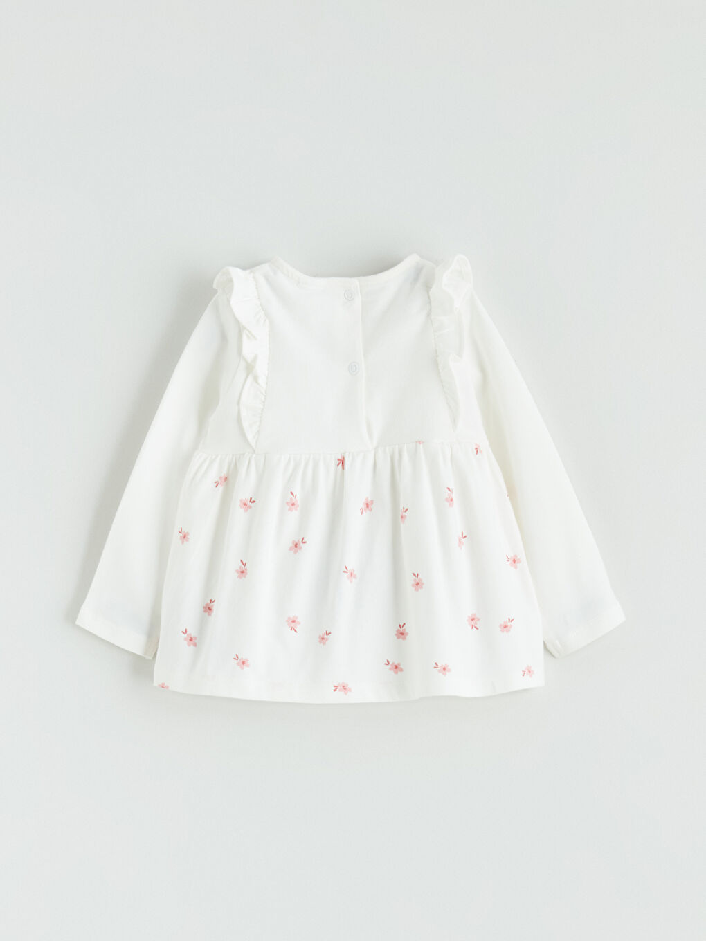 Ekru Çiçekli Kız Bebek Bluz ve Tayt-3