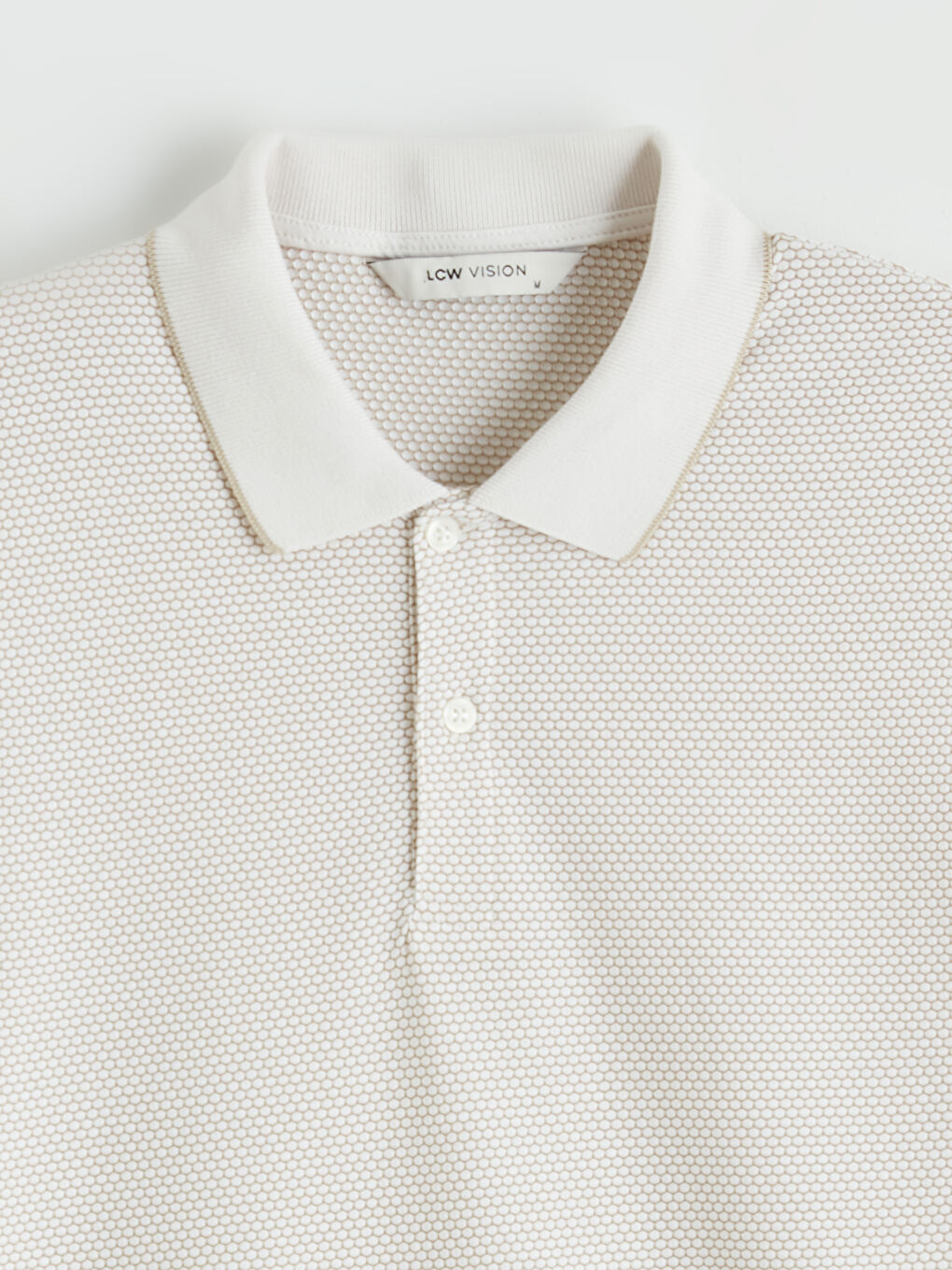 Beyaz  Polo Yaka  Pike Erkek Tişört-1