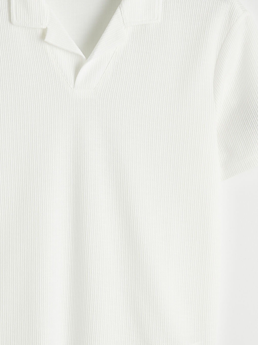 Ekru Polo Yaka Dokulu Erkek Tişört-2