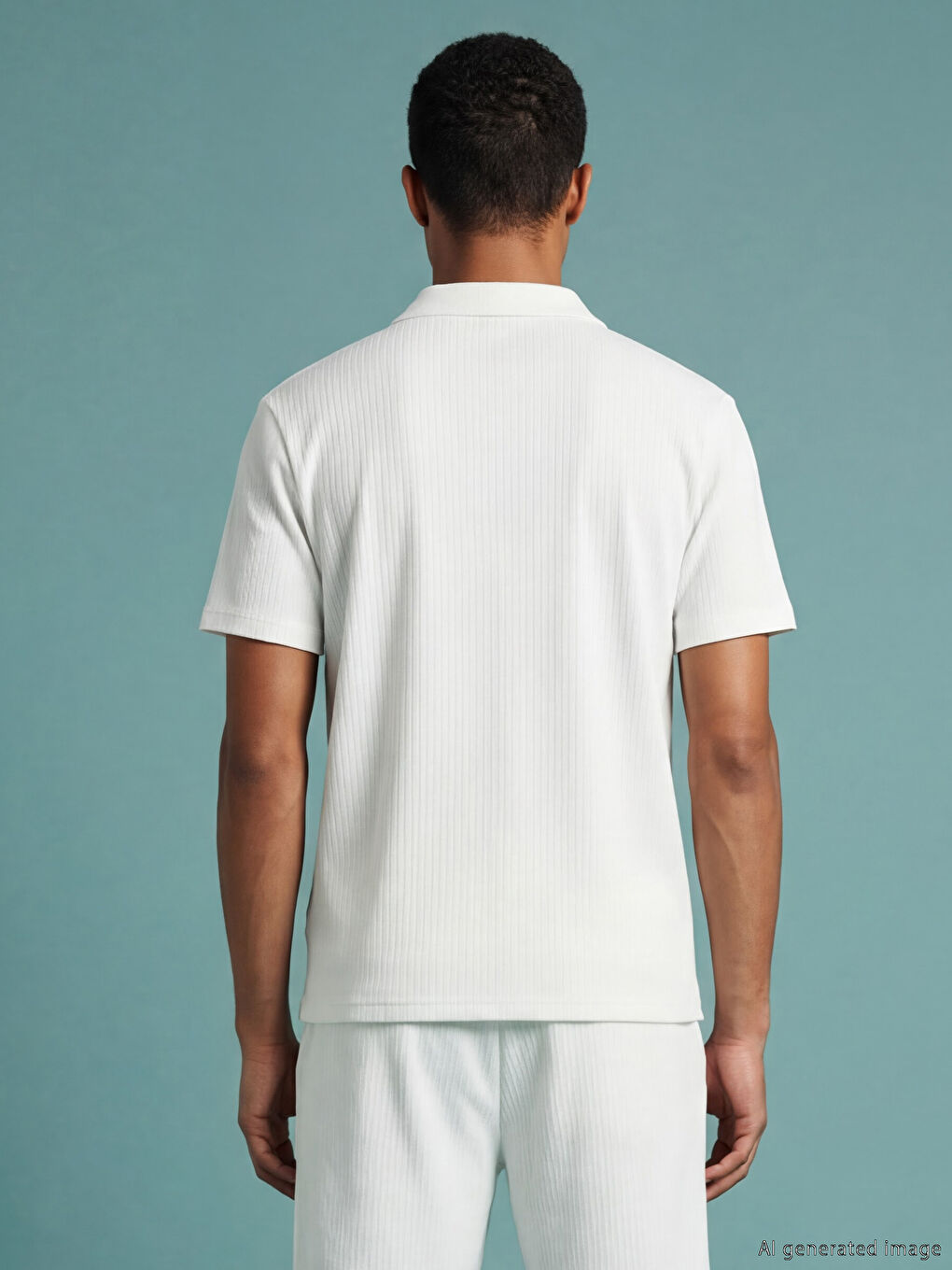 Ekru Polo Yaka Dokulu Erkek Tişört-3