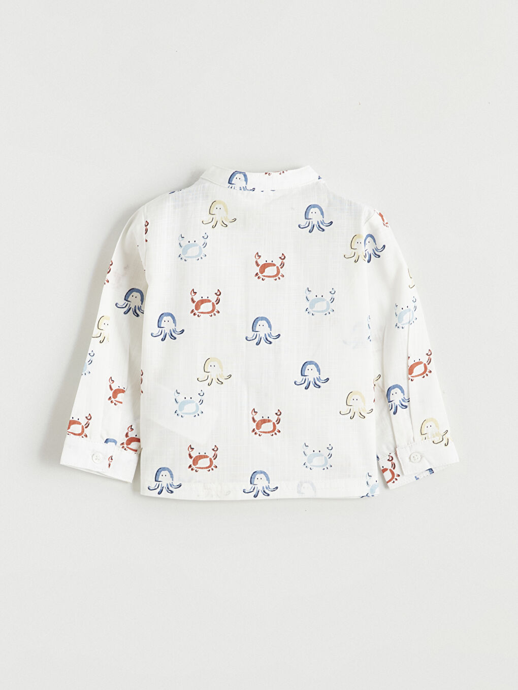 Ekru Hakim Yaka Erkek Bebek Desenli Gömlek-1