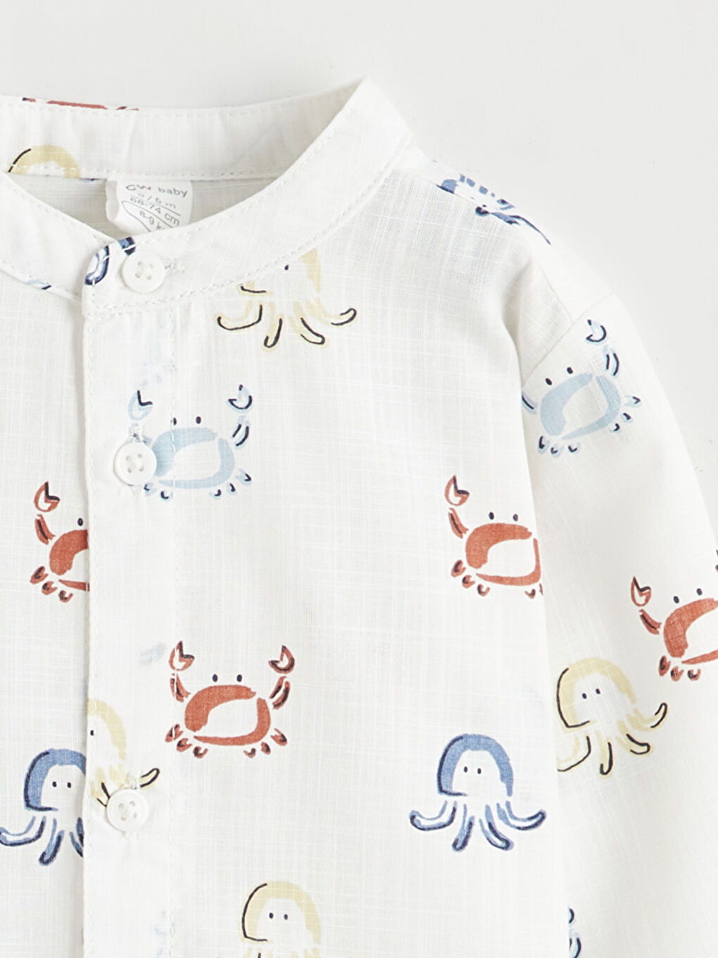 Ekru Hakim Yaka Erkek Bebek Desenli Gömlek-2