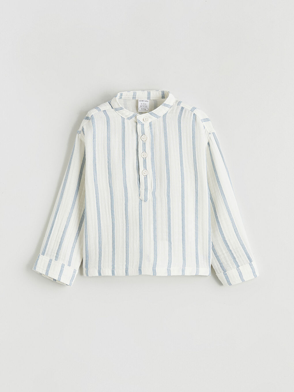 Ekru Hakim Yaka Çizgili Erkek Bebek Gömlek