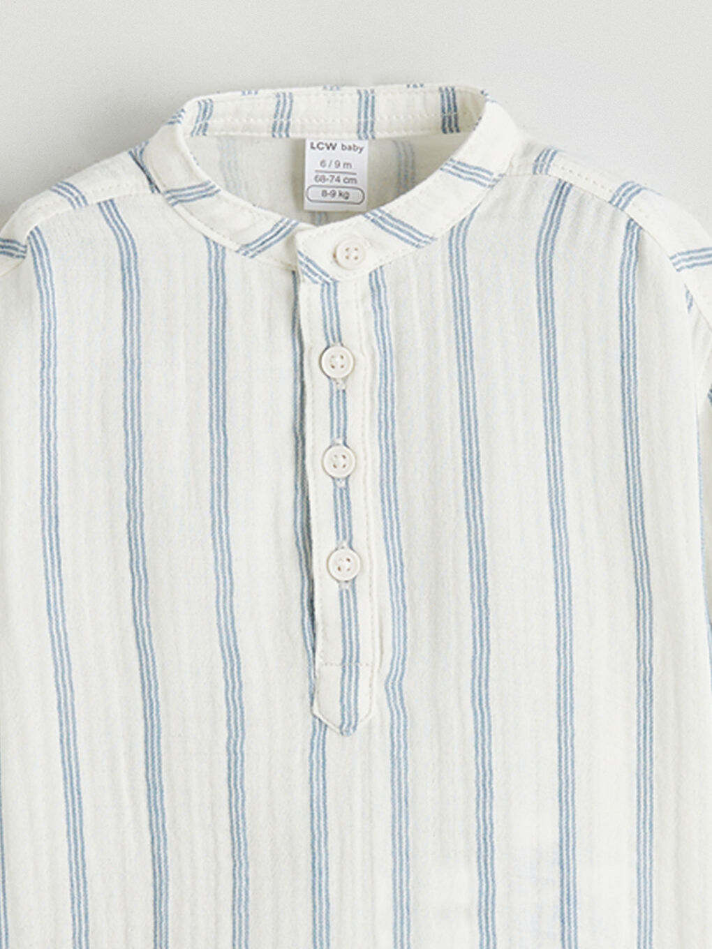 Ekru Hakim Yaka Çizgili Erkek Bebek Gömlek-2