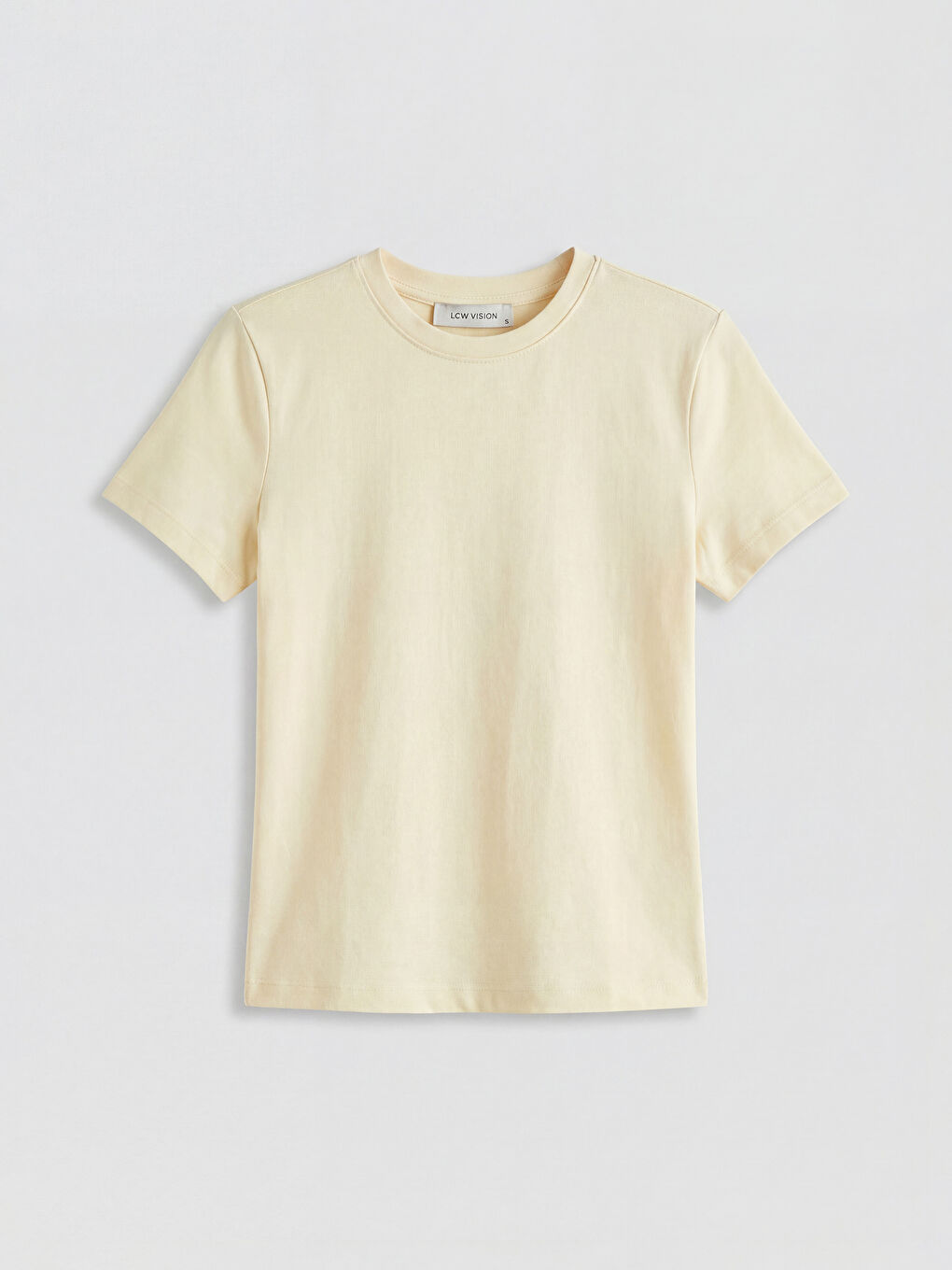 Bej Bisiklet Yaka Kadın Crop-3