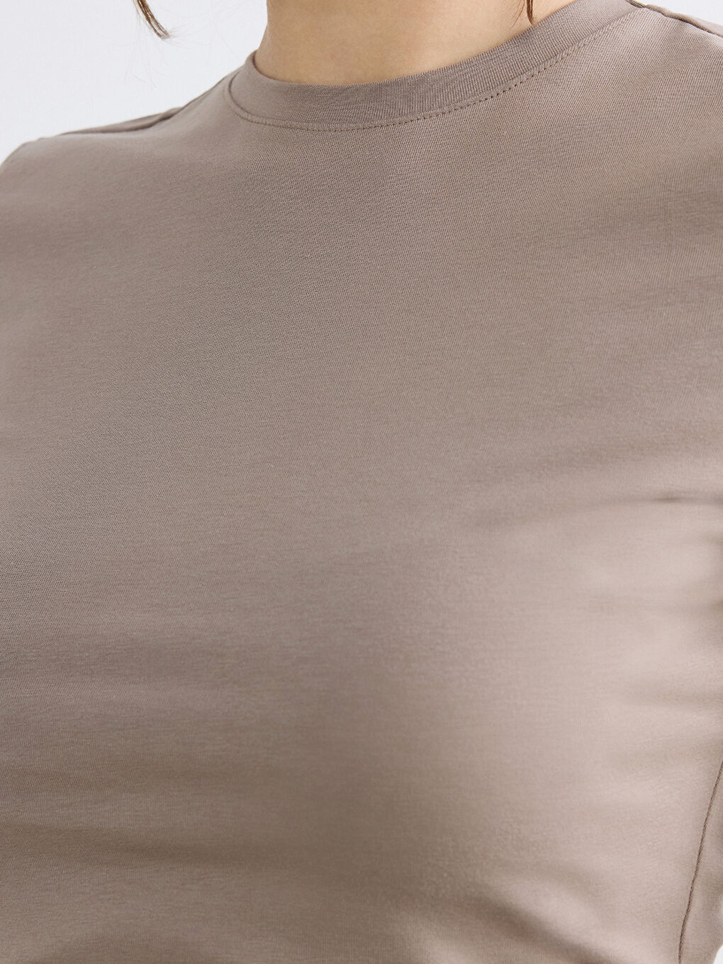 Kahverengi Bisiklet Yaka Kadın Crop-2