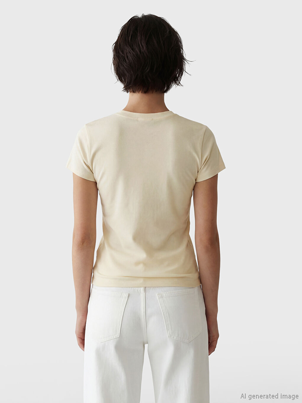 Bej Bisiklet Yaka Kadın Crop-2