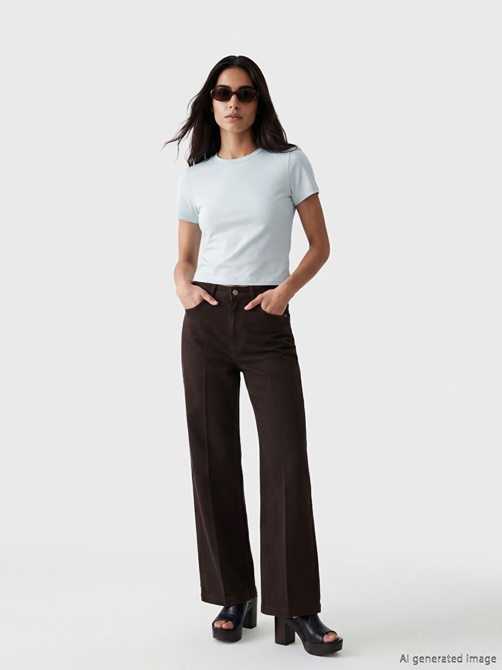 Mavi Bisiklet Yaka Kadın Crop-1