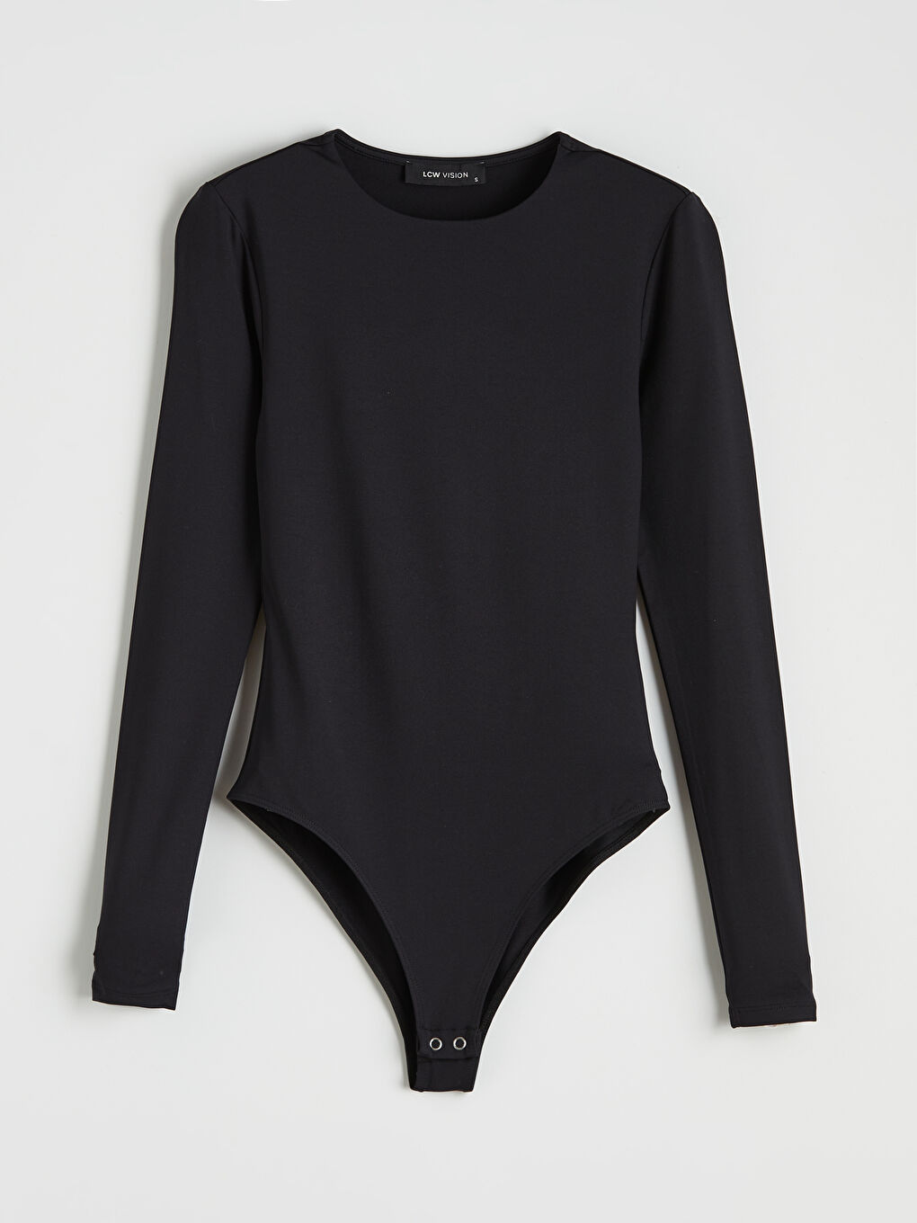 Siyah Bisiklet Yaka Kadın Bodysuit-4