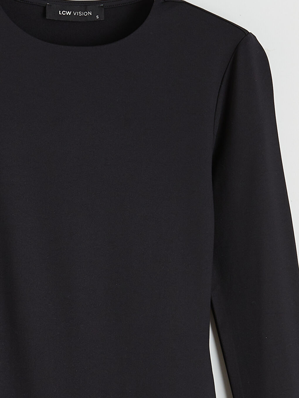 Siyah Bisiklet Yaka Kadın Bodysuit-5