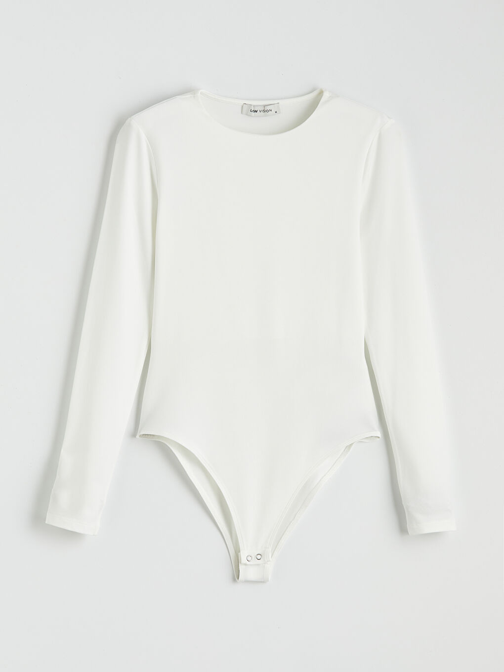 Beyaz Bisiklet Yaka Kadın Triko Badi-4