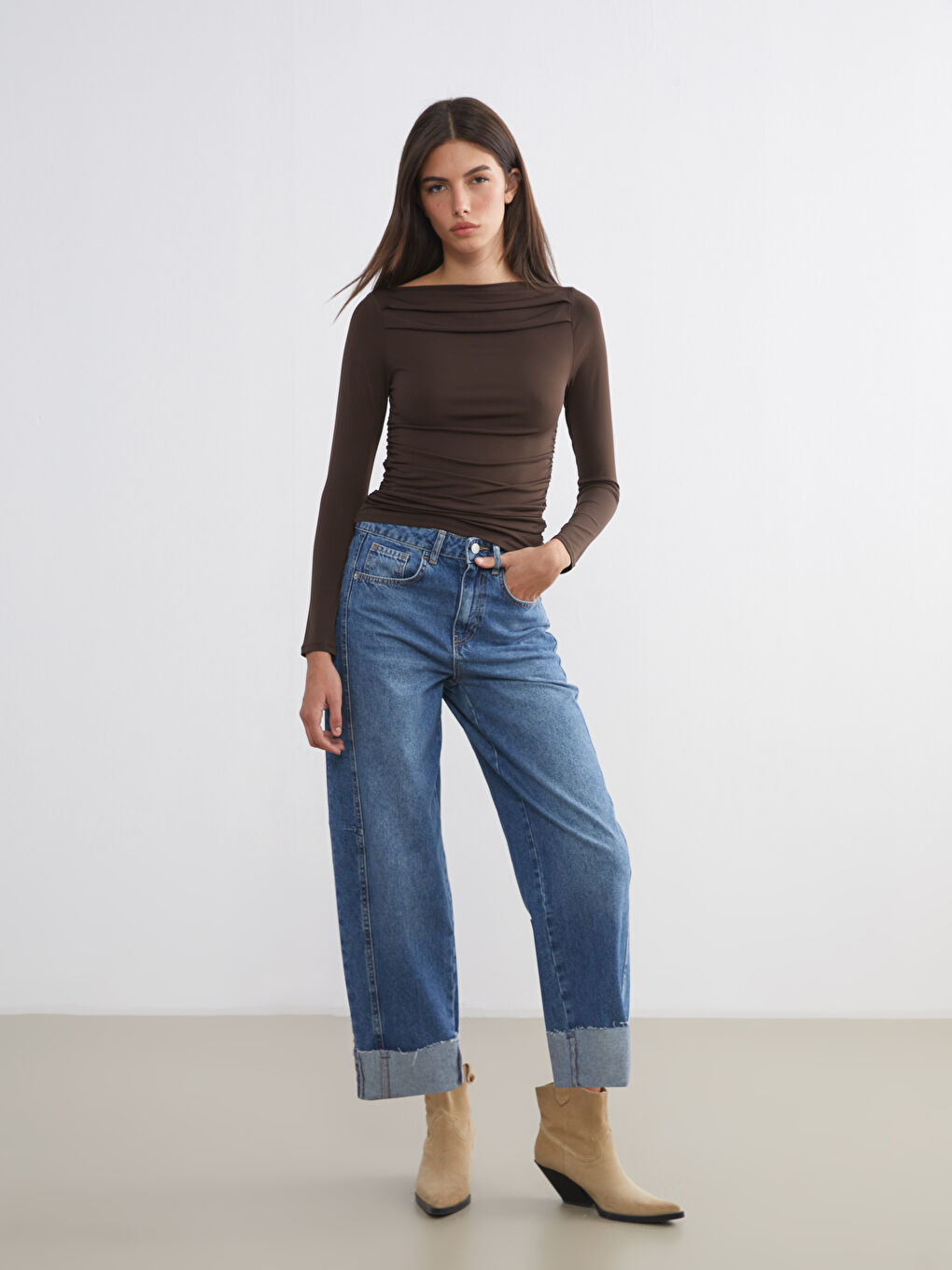 Женщины Коричневый Блузка-1