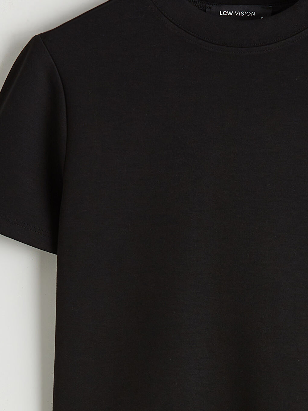 Siyah Bisiklet Yaka Kadın Tişört-5