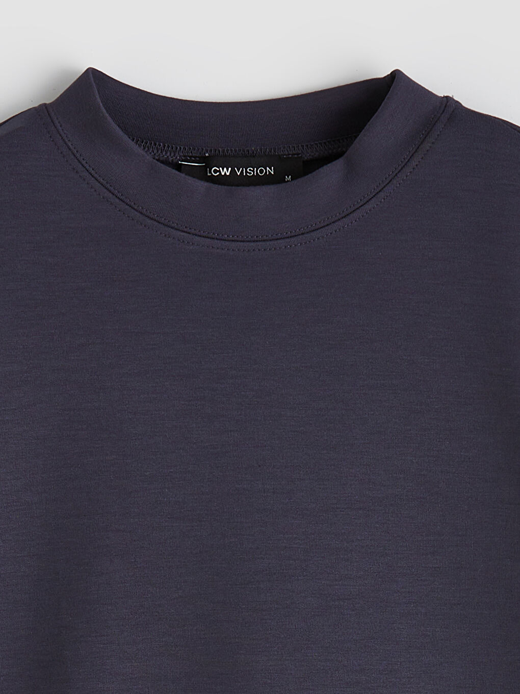 Lacivert Bisiklet Yaka Kadın Tişört-1