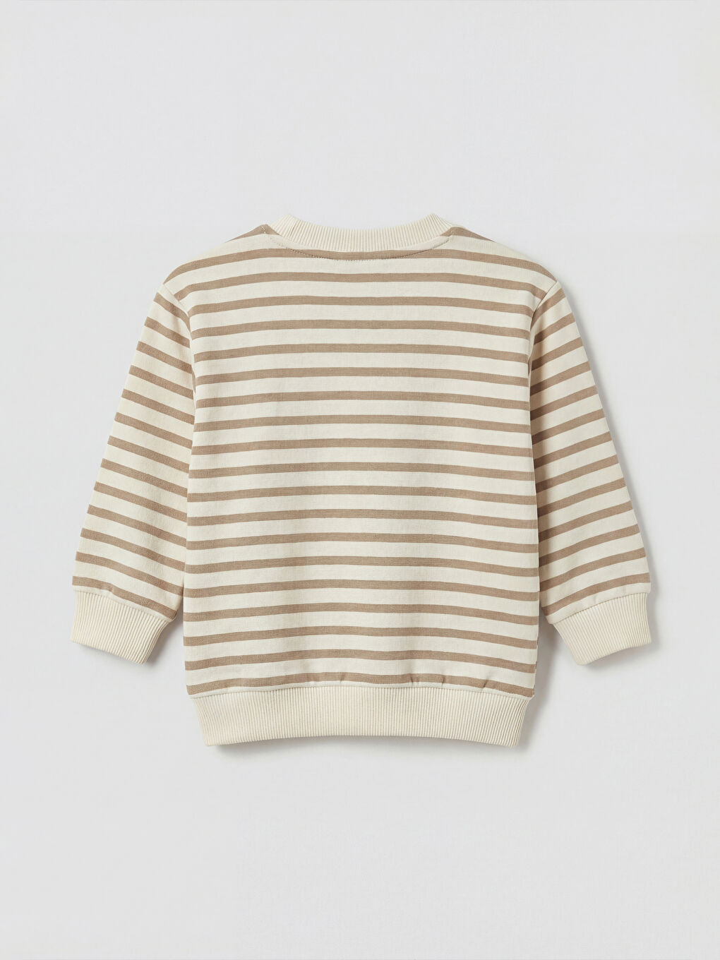 Ekru Bisiklet Yaka Çizgili Erkek Bebek Tişört-1