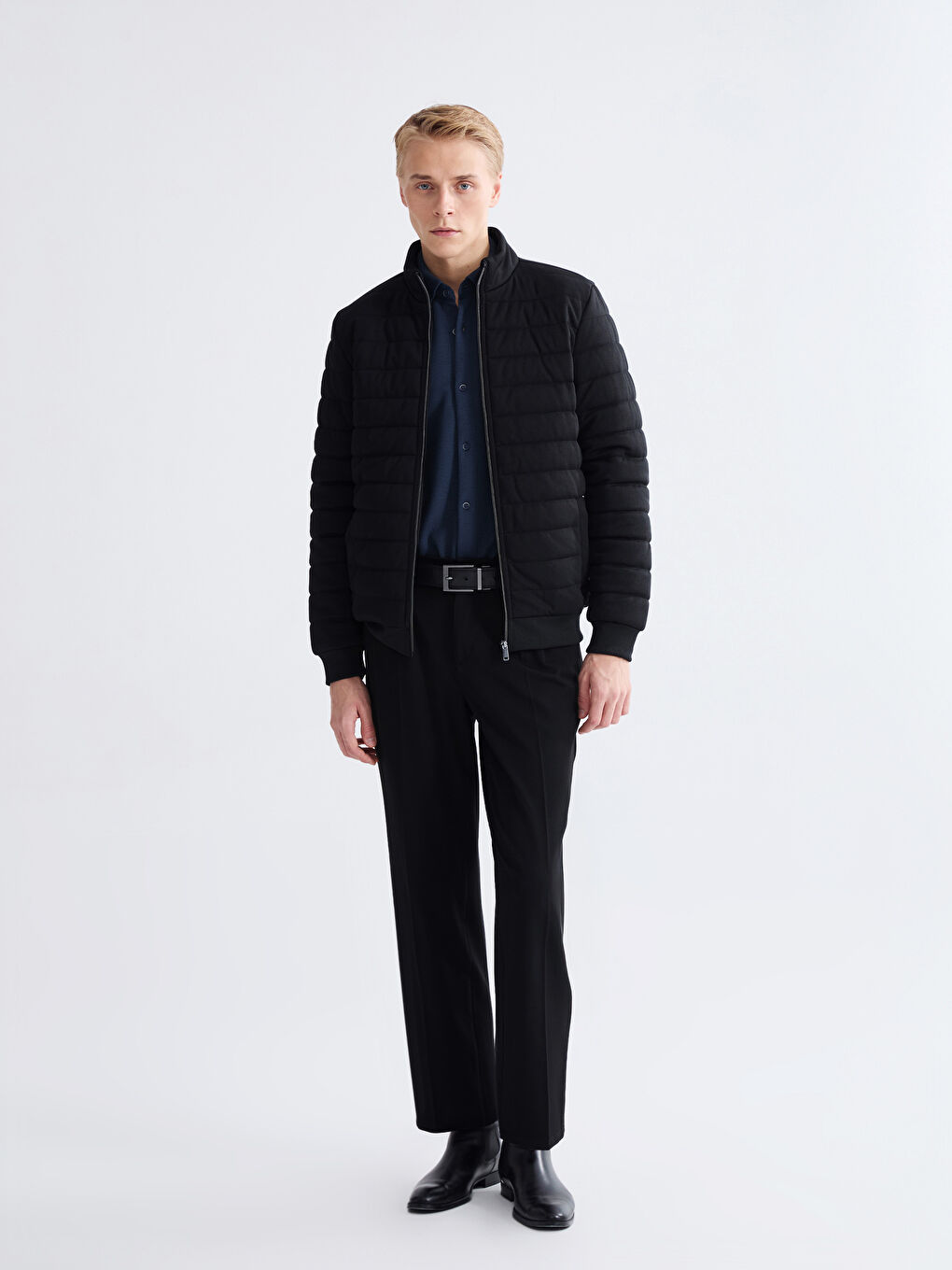 Slim Fit Funnel Neck Men's Coat-1