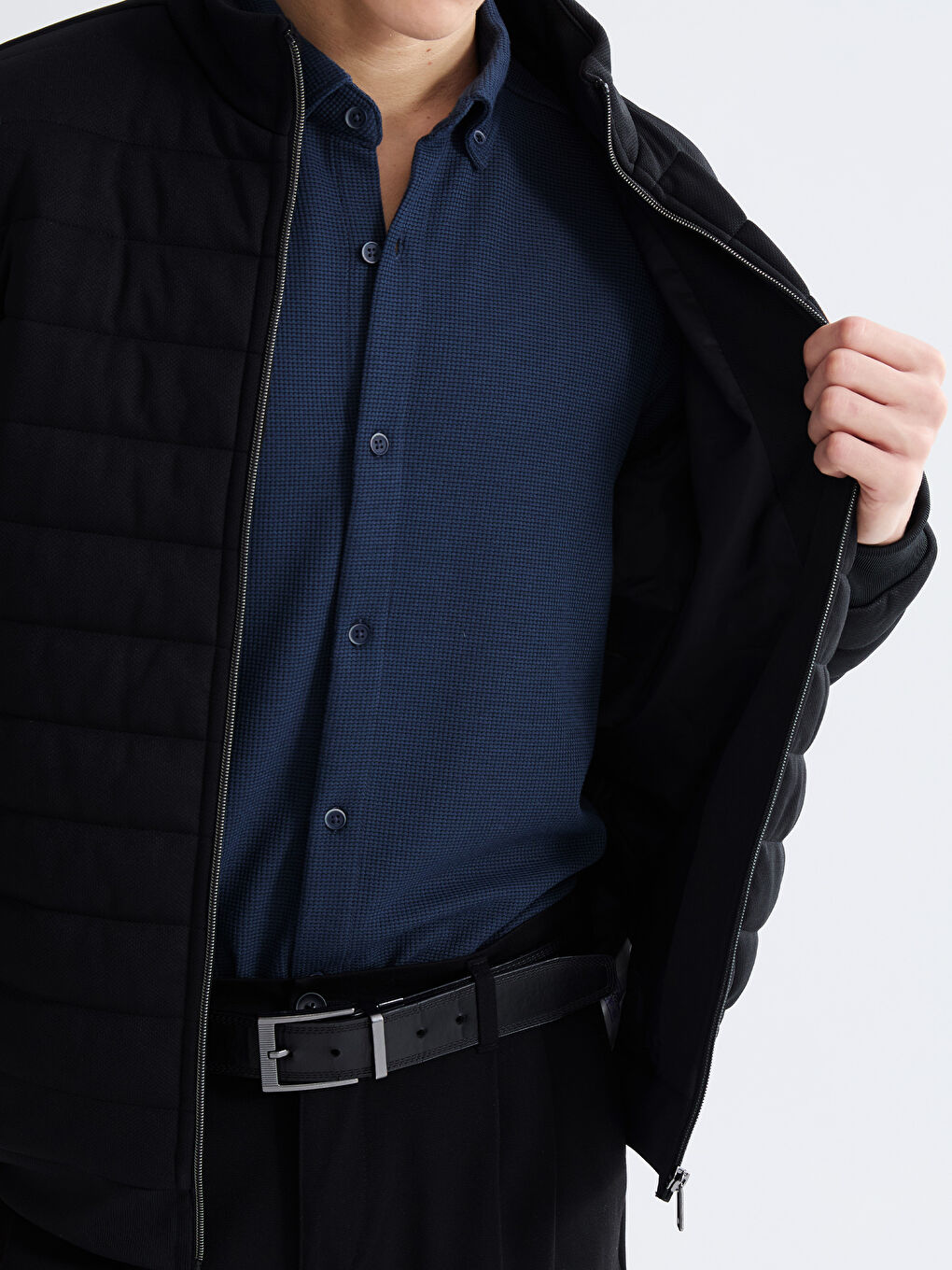 Slim Fit Funnel Neck Men's Coat-3