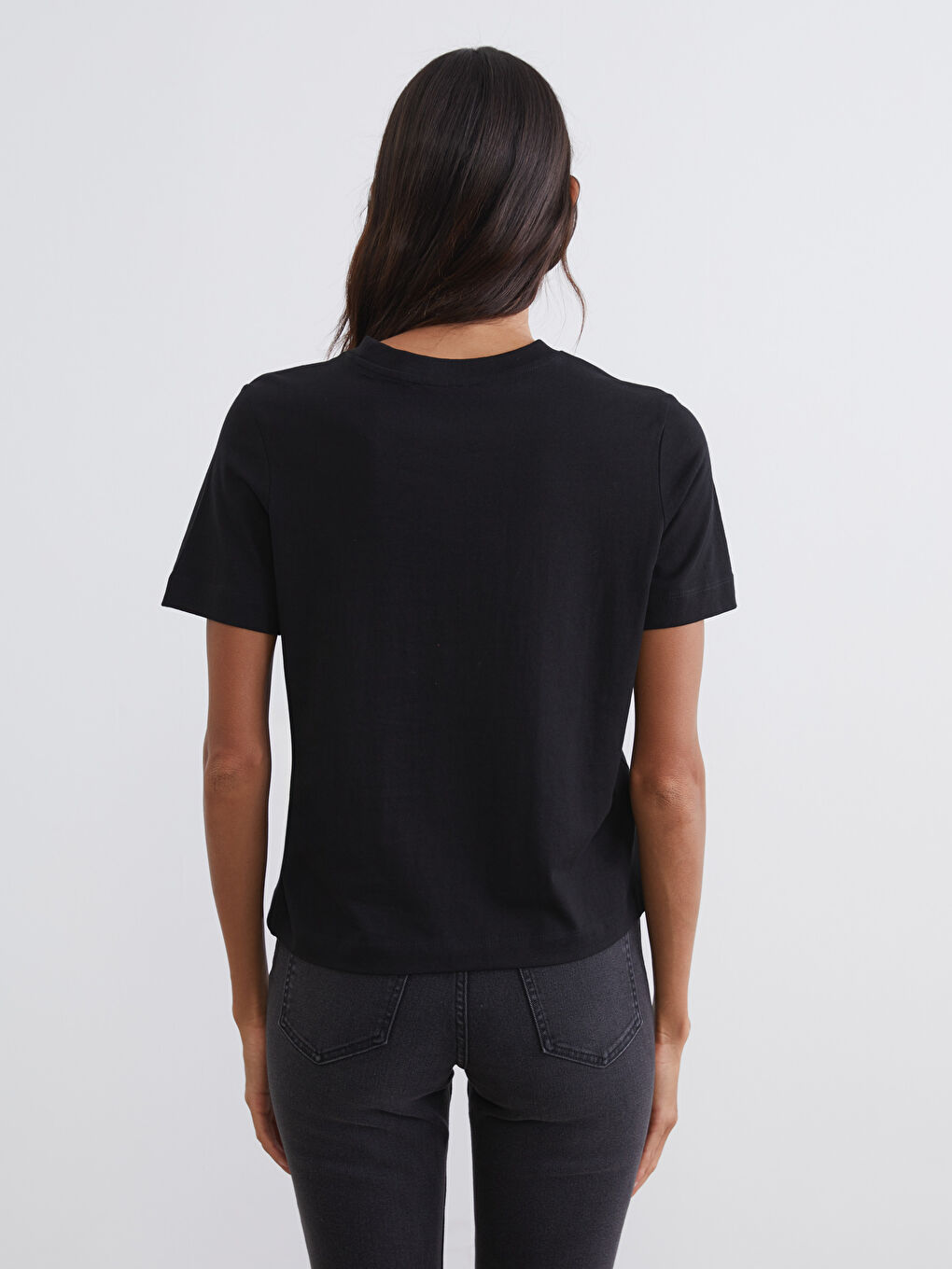 Женщины Черный Футболка-3