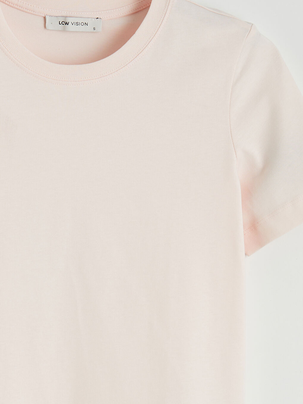 Pembe Bisiklet Yaka Kadın Tişört-5