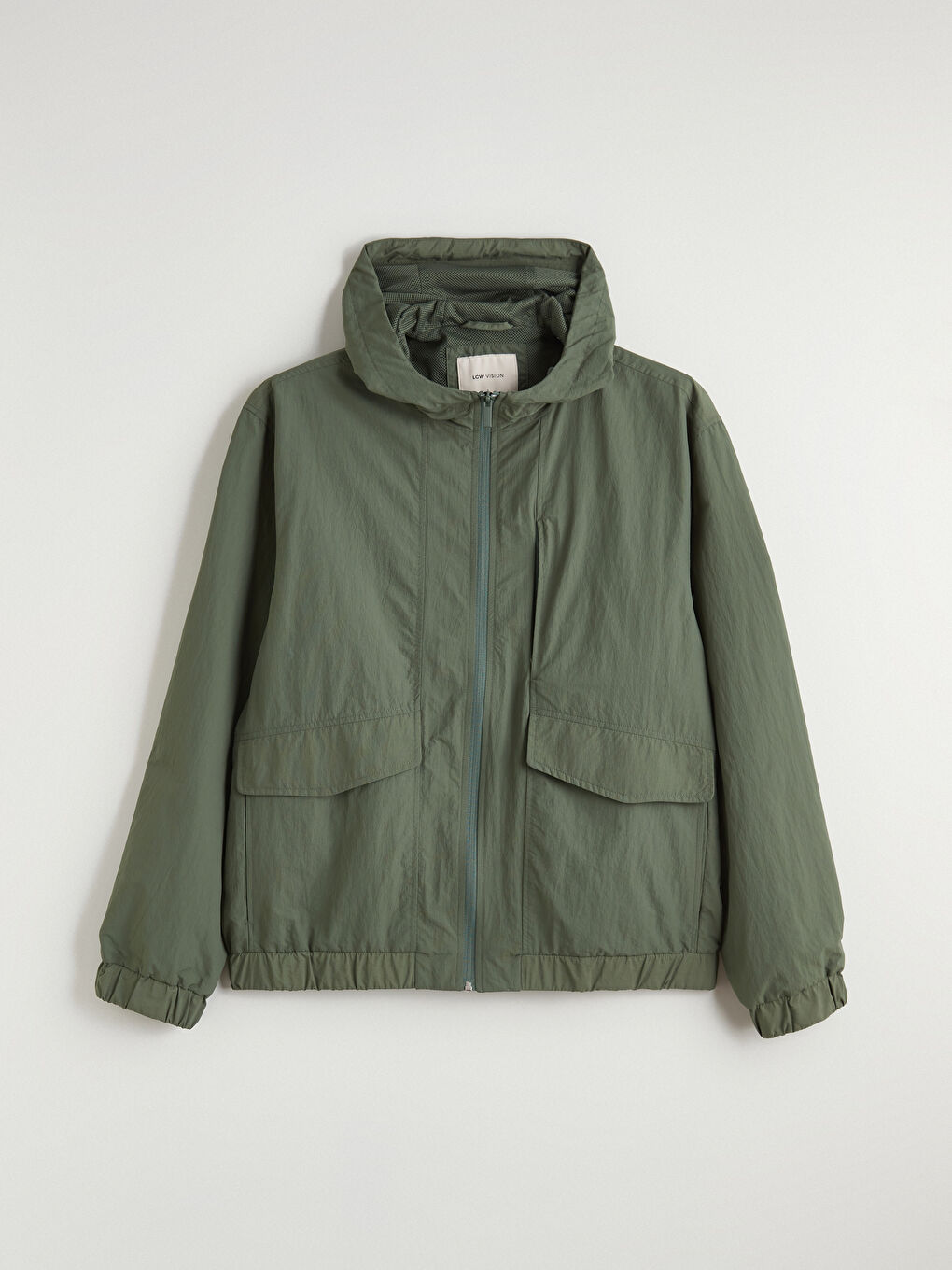 Yeşil Loose Fit Kapüşonlu Erkek Yağmurluk-5