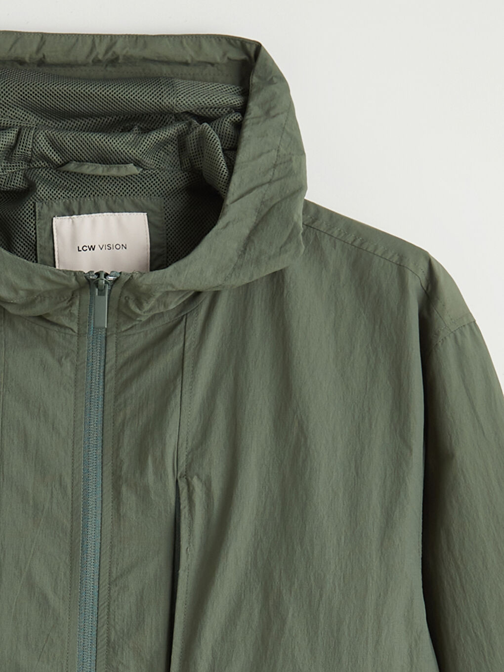 Yeşil Loose Fit Kapüşonlu Erkek Yağmurluk-7