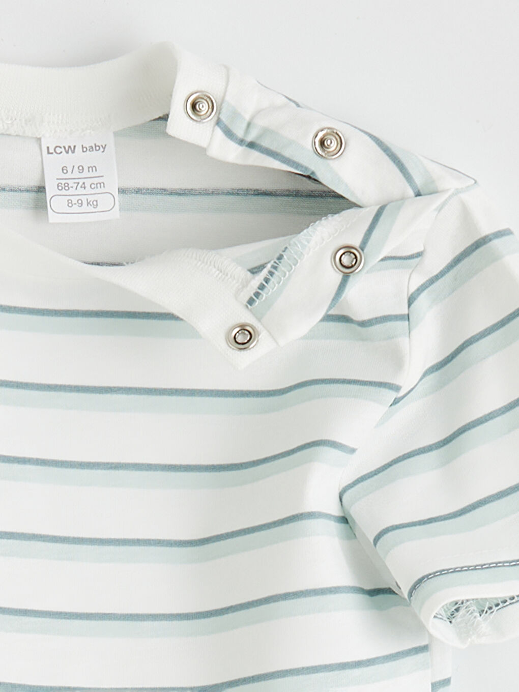 Ekru Bisiklet Yaka Omuzdan Çıtçıtlı Erkek Bebek Tişört-3